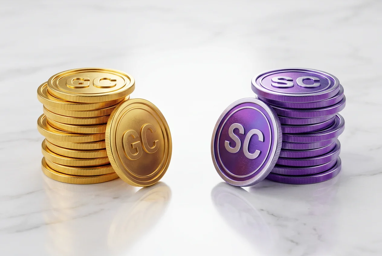 Gold Coins and Sweeps Coins dual currency system visual representation