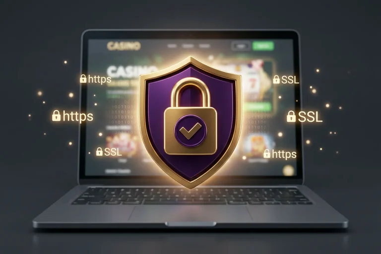 Sweepstakes casino security with padlock shield and secure connection symbol